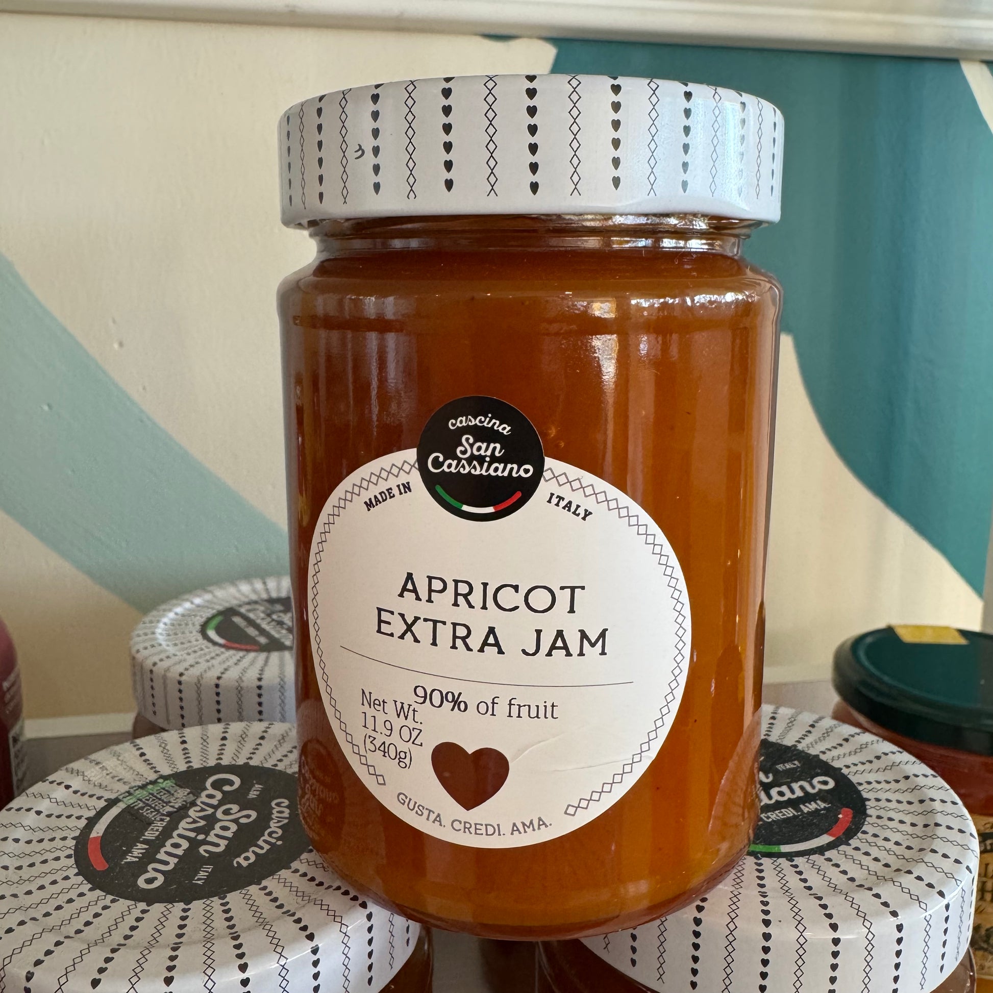 Apricot jam 340g in a jar – premium Italian marmalade for breakfast and desserts.