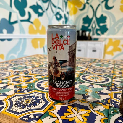 Aranciata Rossa (Blood Orange) Lemonade LA DOLCE VITA 330ml – refreshing Italian beverage.